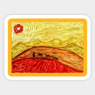 Caravan in Hot Desert Sticker